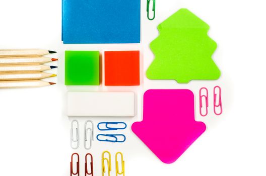 back to school concept. various stationary on white background