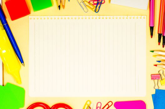 back to school concept. various stationary on white background