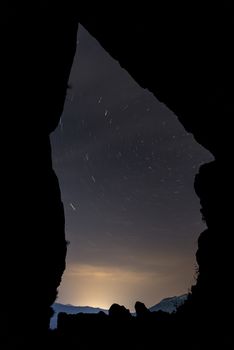 stars of the sky view from the cave