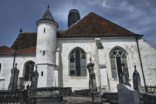 The medieval gothic church in Champagne, France