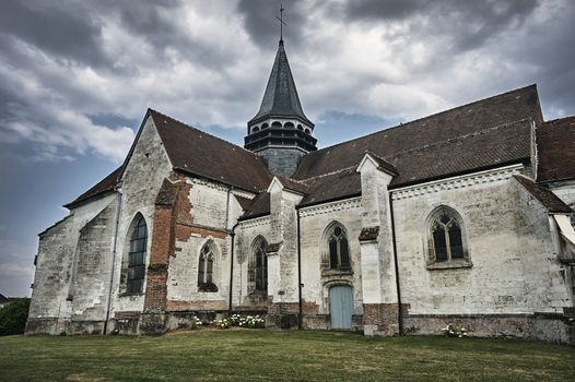 The medieval gothic church in Champagne, France