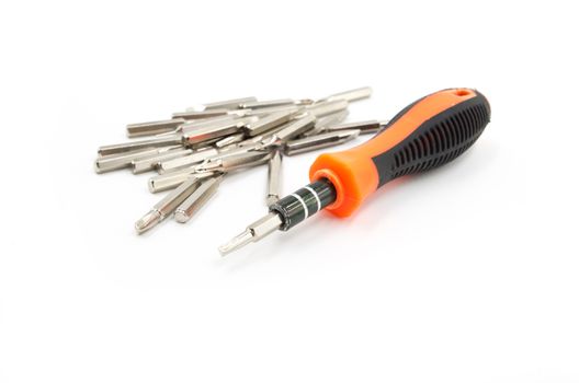 set of screwdriver head on the white background