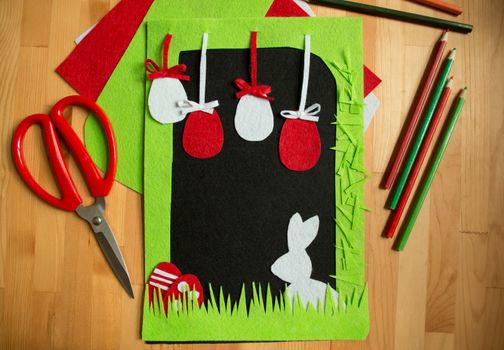 easter holiday craft green frame with a bunny