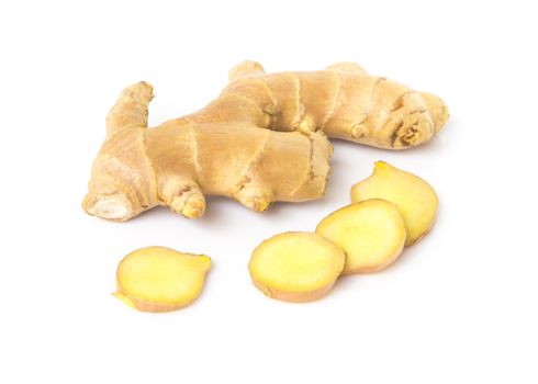 Fresh ginger on white background,raw material for cooking