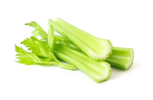 Fresh celery vegetable on white background, healthy food concept