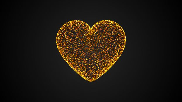 Abstract background of a heart made up of particles. Digital backdrop. 3D rendering