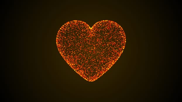 Abstract background of a heart made up of particles. Digital backdrop. 3D rendering