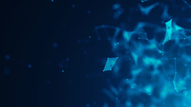 Abstract Polygonal Space Background with Connecting Dots and Lines. 3d rendering