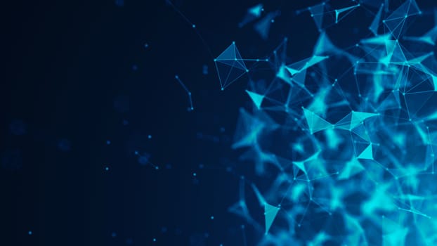 Abstract Polygonal Space Background with Connecting Dots and Lines. 3d rendering