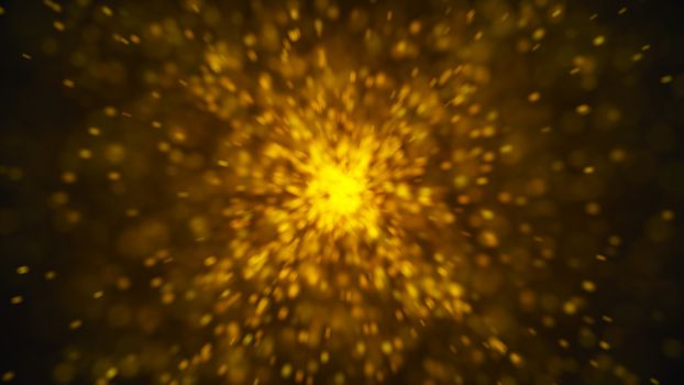 Abstract gold bokeh background. Digital 3d rendering