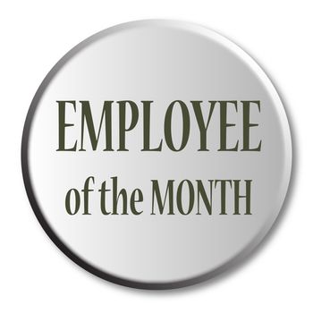 Employee of the month button over a white background