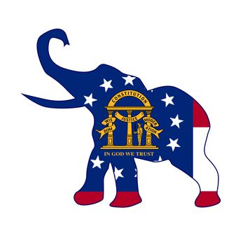 The Geotgia Republican elephant flag over a white background