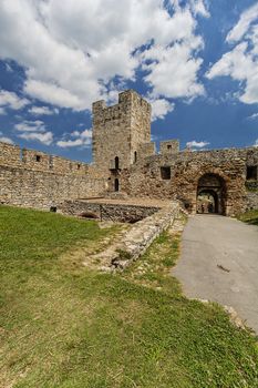 Belgrade medieval walls of fortress and park in day time, Serbia