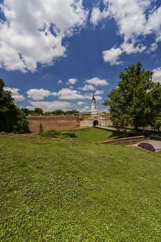 Belgrade medieval walls of fortress and park in day time, Serbia