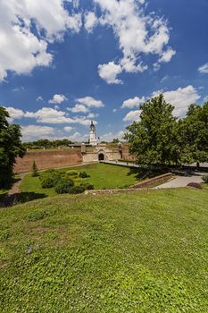 Belgrade medieval walls of fortress and park in day time, Serbia