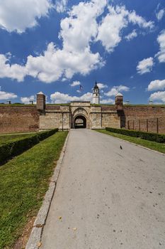 Belgrade medieval walls of fortress and park in day time, Serbia