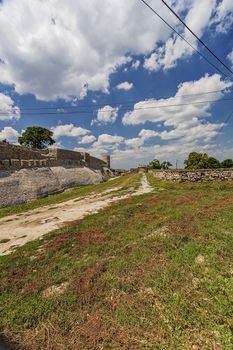 Belgrade medieval walls of fortress and park in day time, Serbia