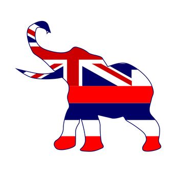 The Hawaii Republican elephant flag over a white background
