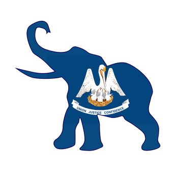 The Louisiana Republican elephant flag over a white background