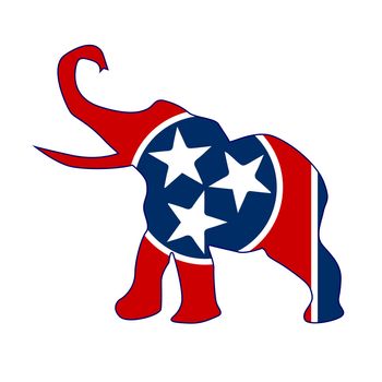 The Tennessee Republican elephant flag over a white background