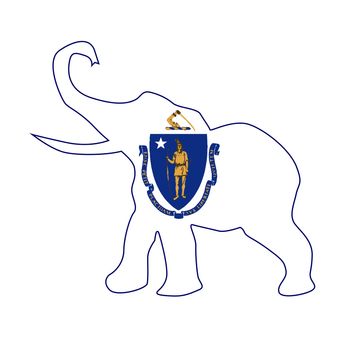 The Massachusetts Republican elephant flag over a white background