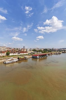 Panorama view on Belgrade old part of town and bridge, on confluence of two rivers