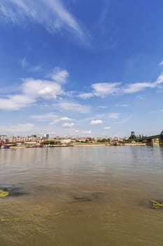 Panorama view on Belgrade old part of town and bridge, on Sava river