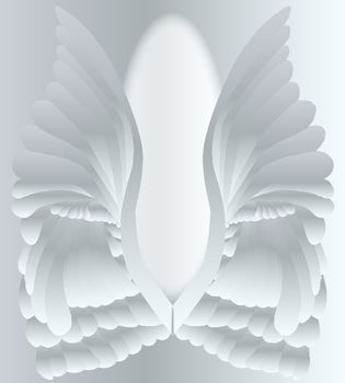 A large pair of silver angelic style wings.