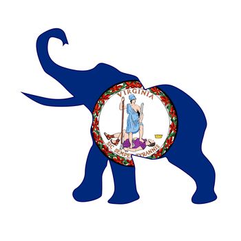 The Virginia Republican elephant flag over a white background