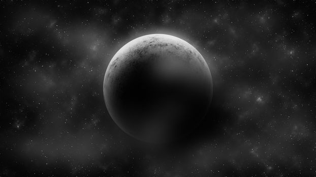 Crescent moon on cloudy space . Abstract background . illustration