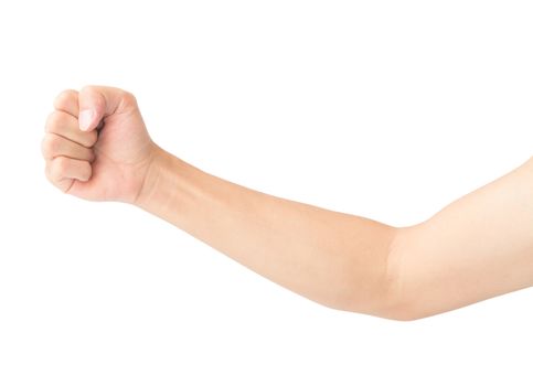 Man arm with blood veins on white background, health care and medical concept