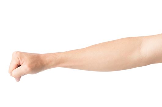 Man arm with blood veins on white background, health care and medical concept