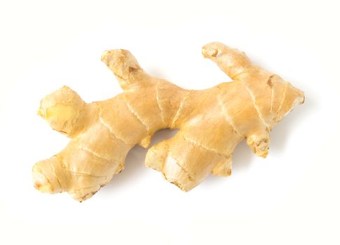 Fresh ginger on white background, herb medical concept