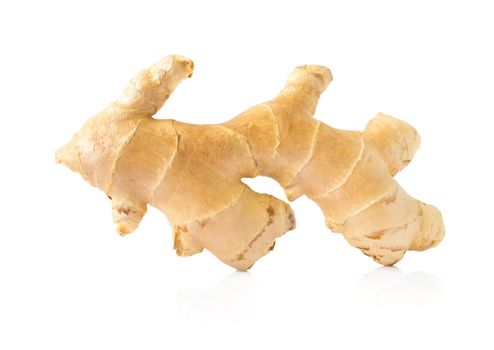 Fresh ginger on white background, herb medical concept