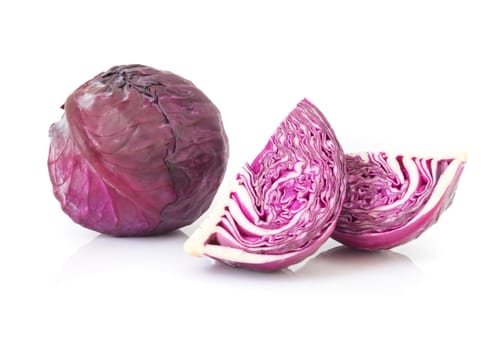 Fresh purple cabbage on white background