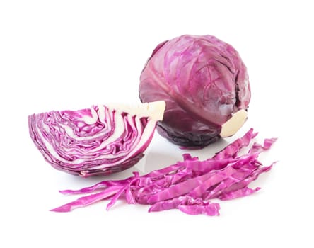 Fresh purple cabbage on white background