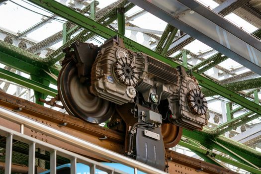 Drive and motor suspension railway in Wuppertal Germany.