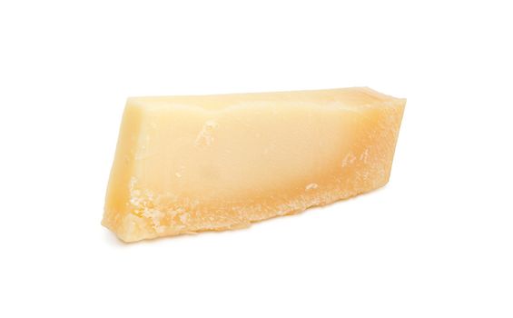 Piece of the parmesan cheese on a white background
