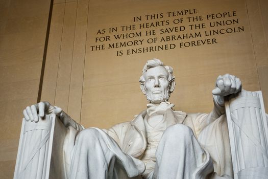 Abraham Lincoln statue at the Lincoln Memorial in Wahington D.C., USA