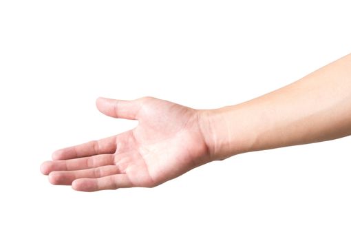 Man arm with blood veins on white background, health care and medical concept