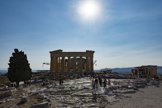 backside of parthenon in acropolis