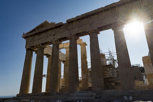 parthenon in acropolis from the back