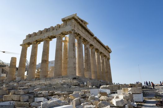 parthenon in acropolis from the back