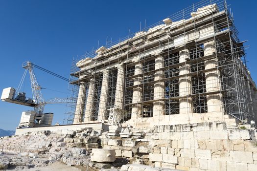 front side of parthenon in acropolis