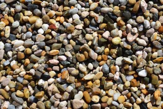 Beach detail - colorful wet beach pebbels