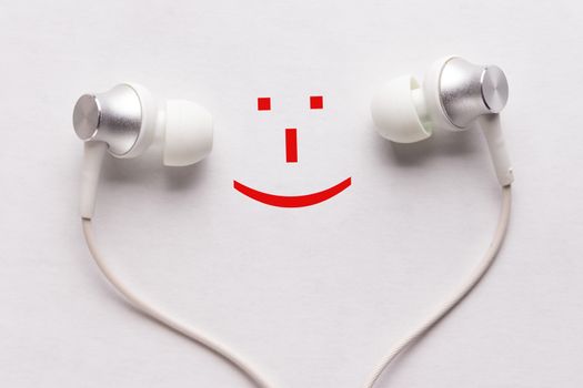happy smile and headphones. hear about good news concept