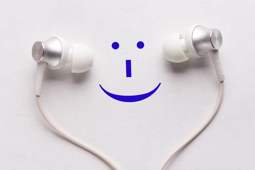 happy smile and headphones. hear about good news concept