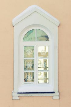 white medieval window of vintage style close-up