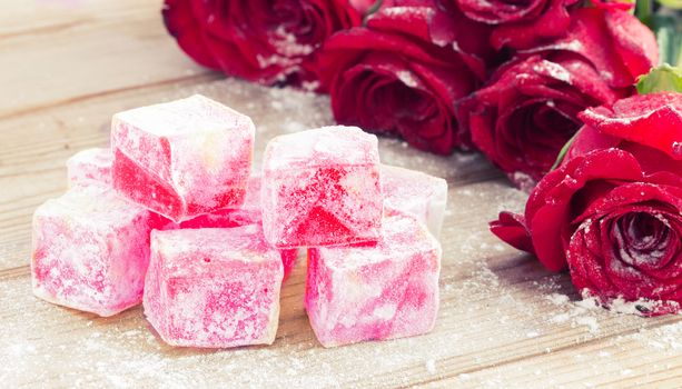 Delicious Turkish Delight with rose flower taste