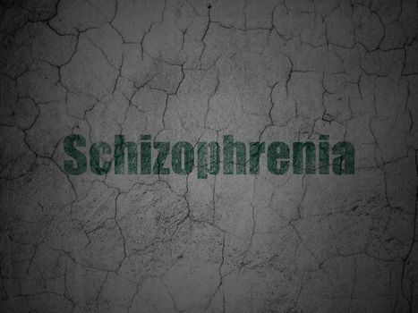 Healthcare concept: Green Schizophrenia on grunge textured concrete wall background